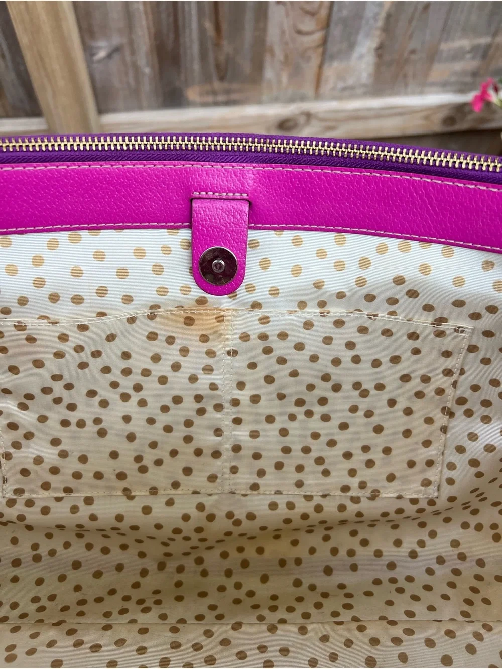 Kate Spade New York Magenta Pebbled Leather Satchel Gold Hardware Purple